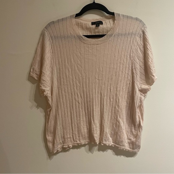 J. Crew Women’s Silk-Cashmere Blend Cropped Shirt Heathered Sandy Beach 2X - Picture 5 of 10